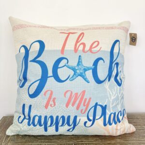 Beach is My Happy Place Throw Pillow